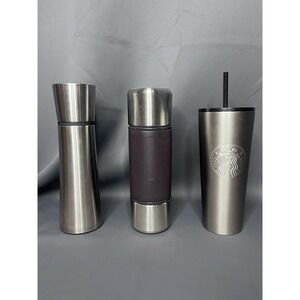 Lot Of 3 Starbucks Stainless Steel Travel Thermos/Cups.